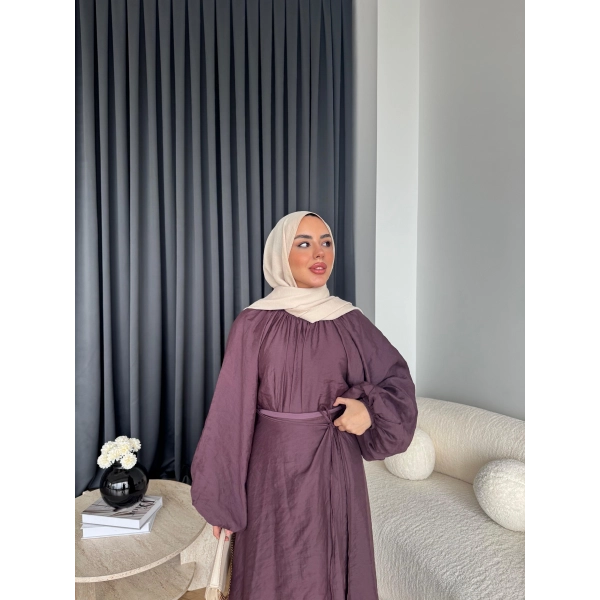 Qu - Balon Kol Etekli Takım - Mürdüm