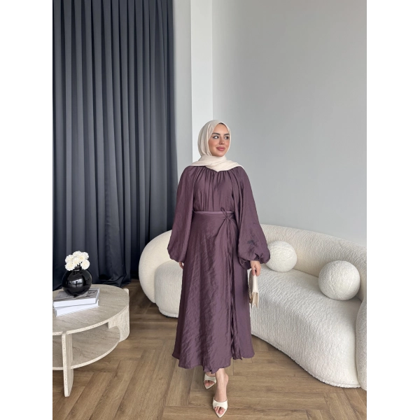 Qu - Balon Kol Etekli Takım - Mürdüm