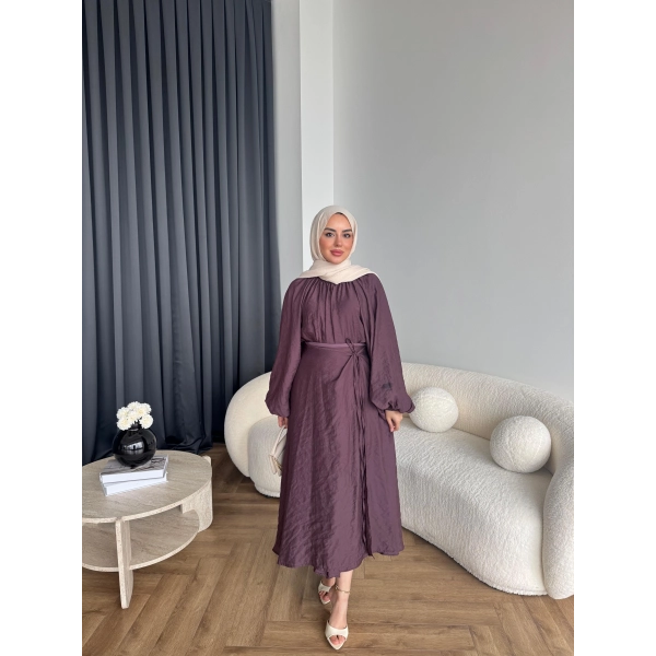 Qu - Balon Kol Etekli Takım - Mürdüm