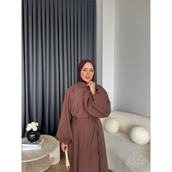 Qu - Balon Kol Etekli Takım - Acı Kahve