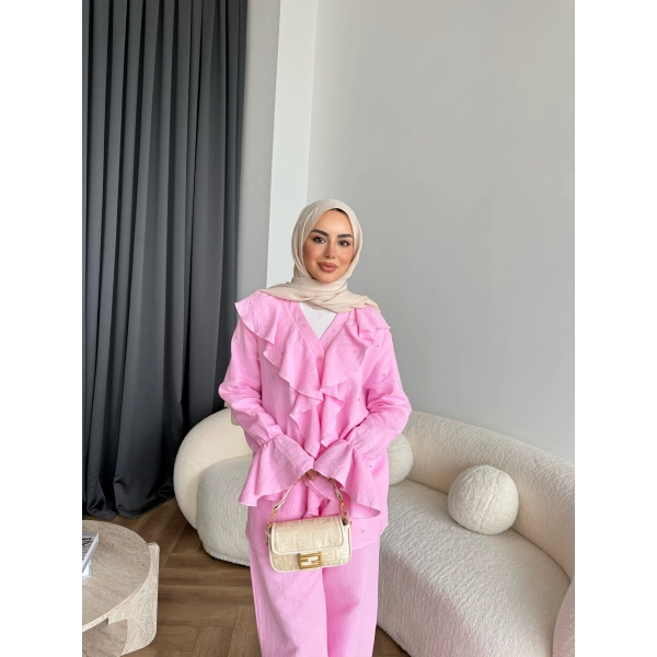 Gültür Taşlı Takım - Pembe