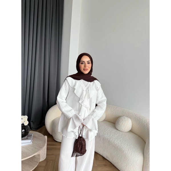 Gültür Taşlı Takım - Beyaz