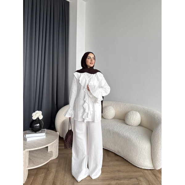 Gültür Taşlı Takım - Beyaz