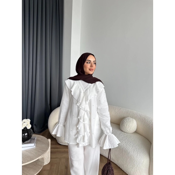 Gültür Taşlı Takım - Beyaz