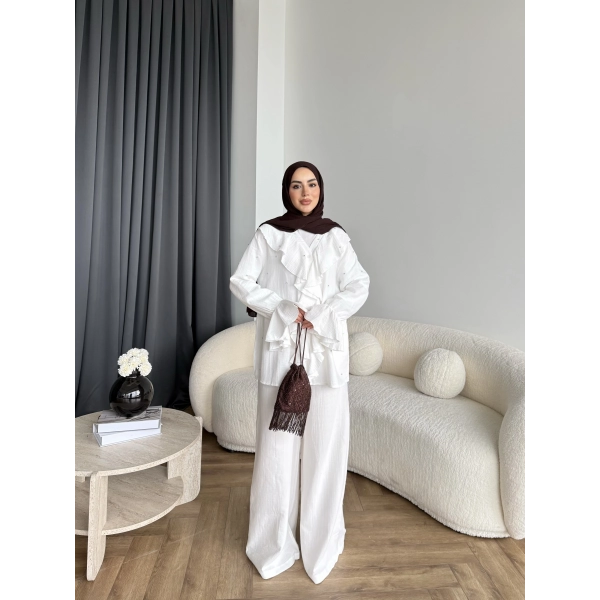 Gültür Taşlı Takım - Beyaz