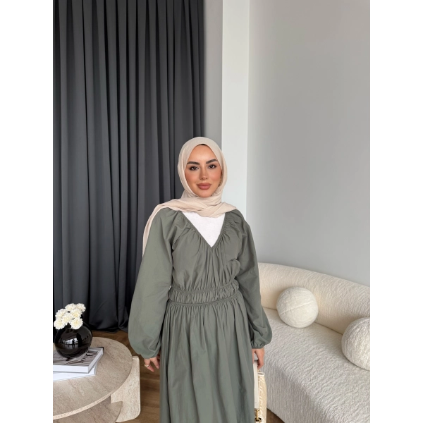 Milsa Lastikli Elbise - Yeşil