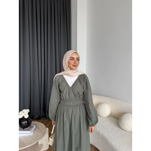 Milsa Lastikli Elbise - Yeşil