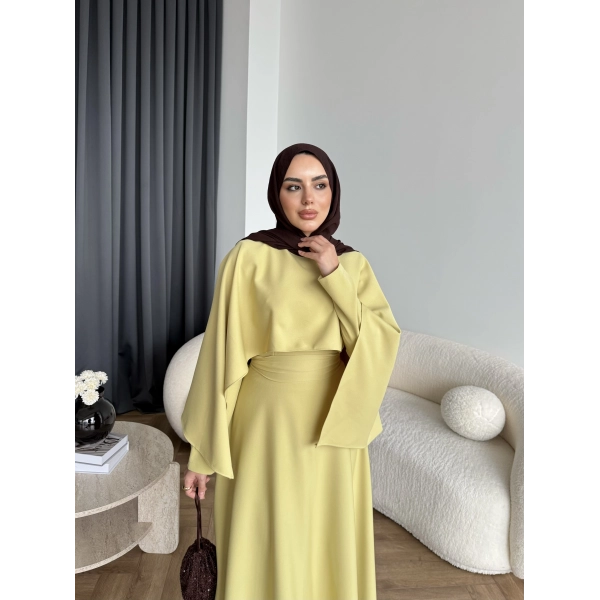 Duq - Ledtan Pelerin Yaka Elbise - Yeşil