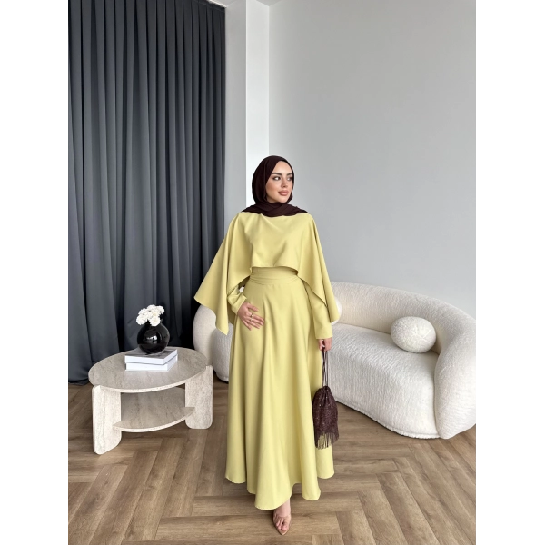 Duq - Ledtan Pelerin Yaka Elbise - Yeşil