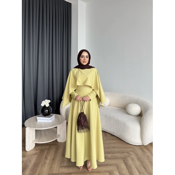 Duq - Ledtan Pelerin Yaka Elbise - Yeşil