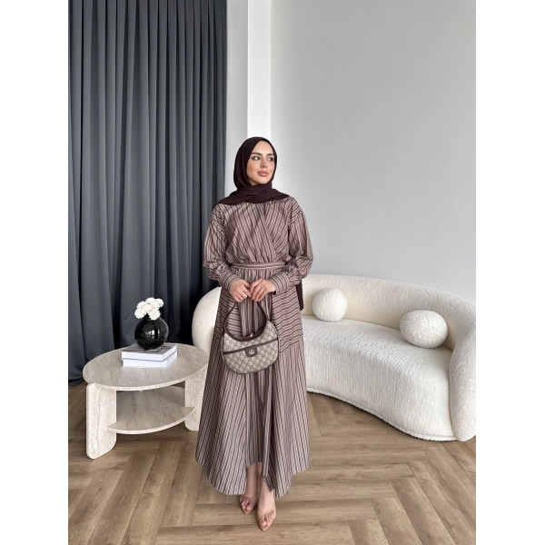 Duq - Nihle Çizgili Elbise - Yeşil