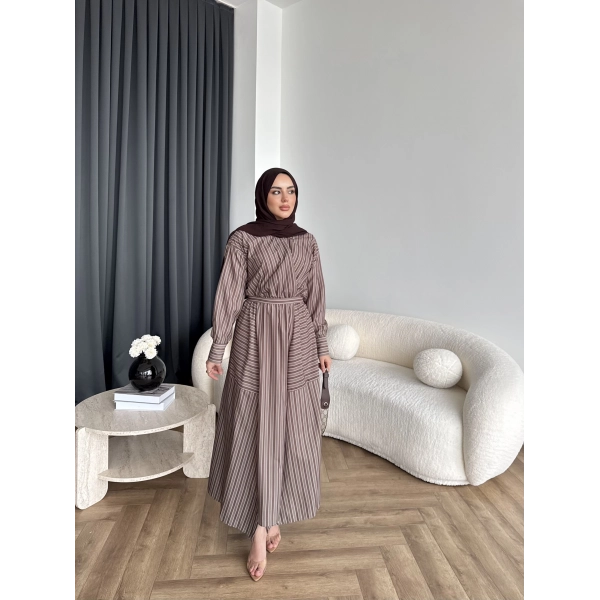 Duq - Nihle Çizgili Elbise - Yeşil