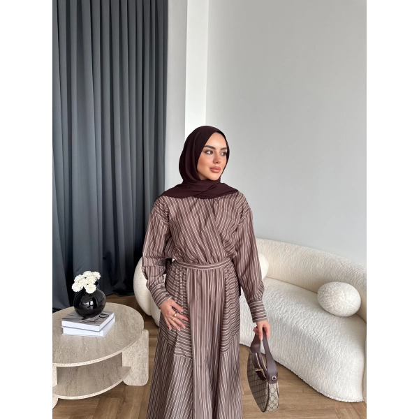 Duq - Nihle Çizgili Elbise - Yeşil