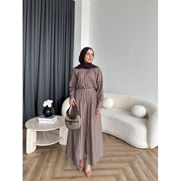 Duq - Nihle Çizgili Elbise - Yeşil