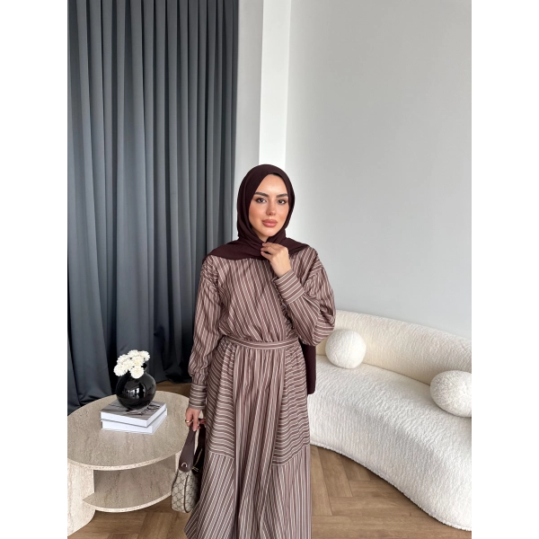 Duq - Nihle Çizgili Elbise - Yeşil