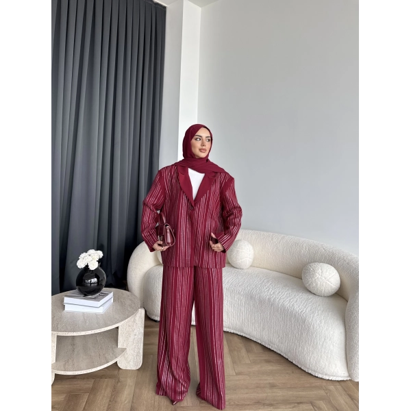 Asil Pırlanta Ceketli Takım - Bordo