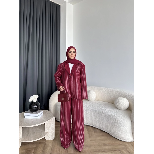 Asil Pırlanta Ceketli Takım - Bordo