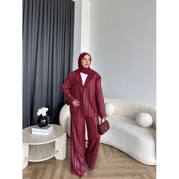 Asil Pırlanta Ceketli Takım - Bordo