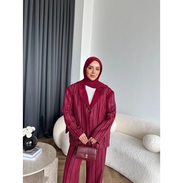 Asil Pırlanta Ceketli Takım - Bordo