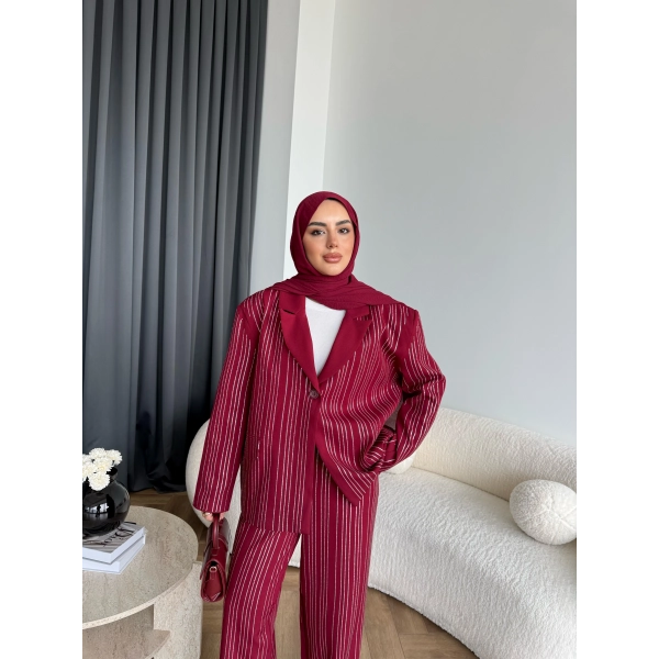 Asil Pırlanta Ceketli Takım - Bordo
