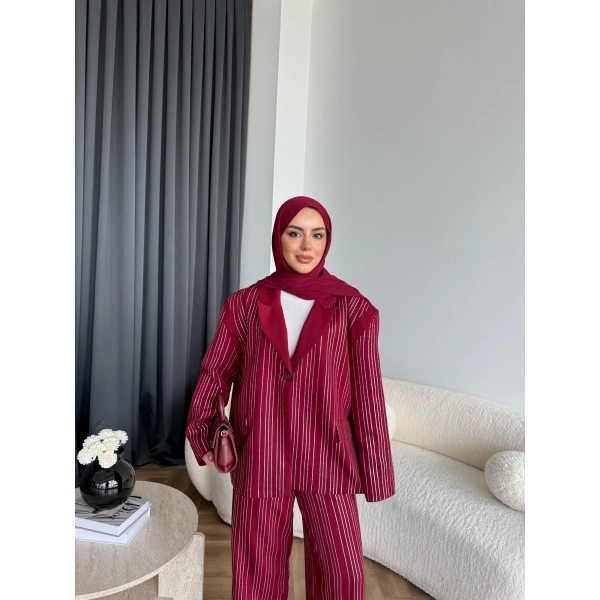 Asil Pırlanta Ceketli Takım - Bordo