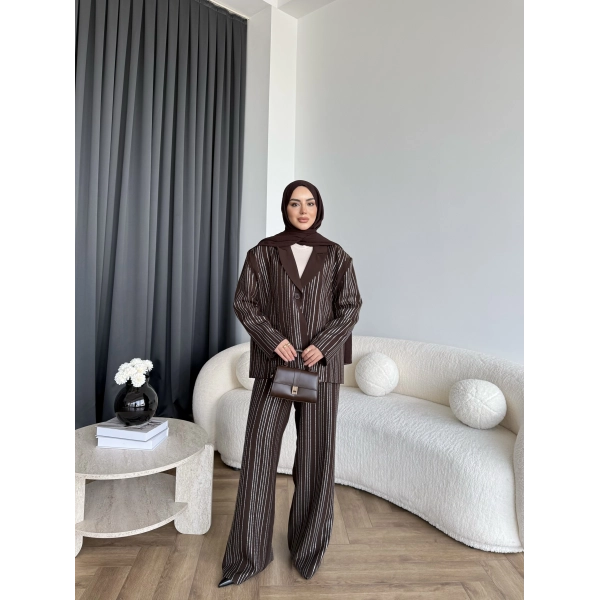 Asil Pırlanta Ceketli Takım - Kahve