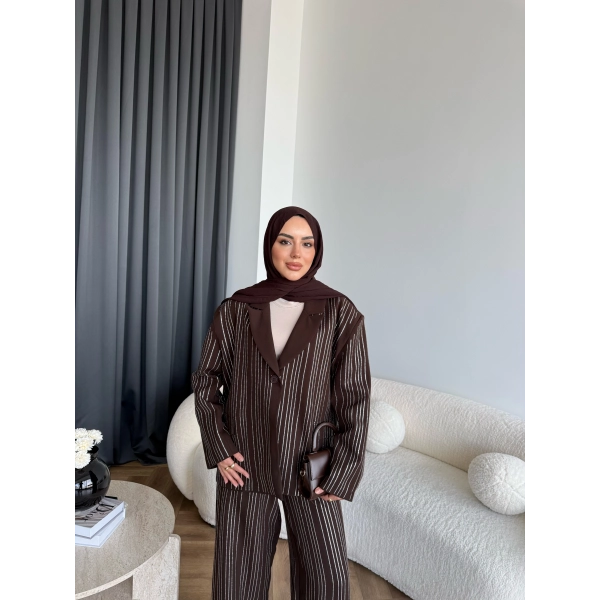 Asil Pırlanta Ceketli Takım - Kahve