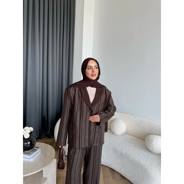 Asil Pırlanta Ceketli Takım - Kahve