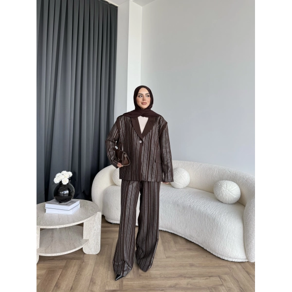 Asil Pırlanta Ceketli Takım - Kahve