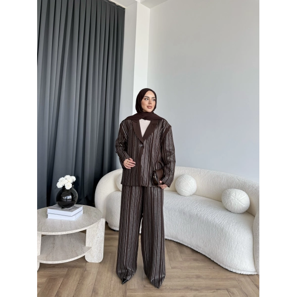 Asil Pırlanta Ceketli Takım - Kahve