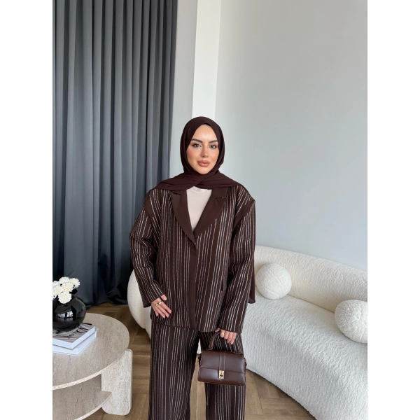 Asil Pırlanta Ceketli Takım - Kahve