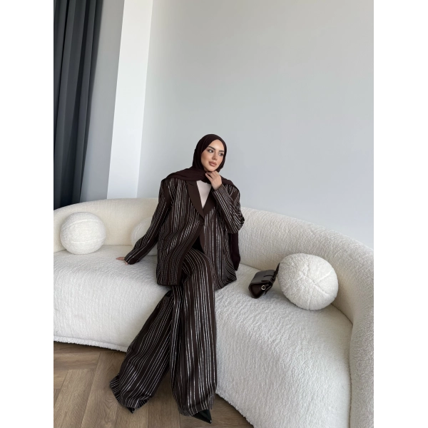 Asil Pırlanta Ceketli Takım - Kahve