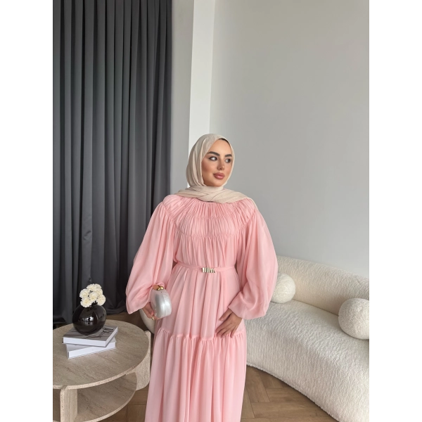 Hen - Margo Şifon Elbise - Pembe