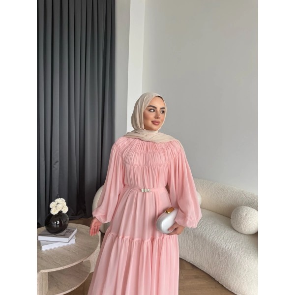 Hen - Margo Şifon Elbise - Pembe