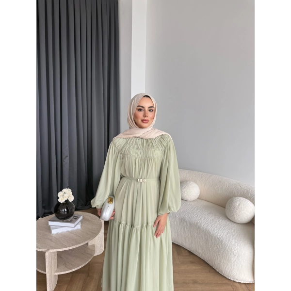 Hen - Margo Şifon Elbise - Yeşil