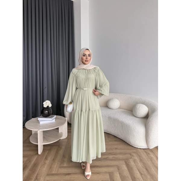 Hen - Margo Şifon Elbise - Yeşil