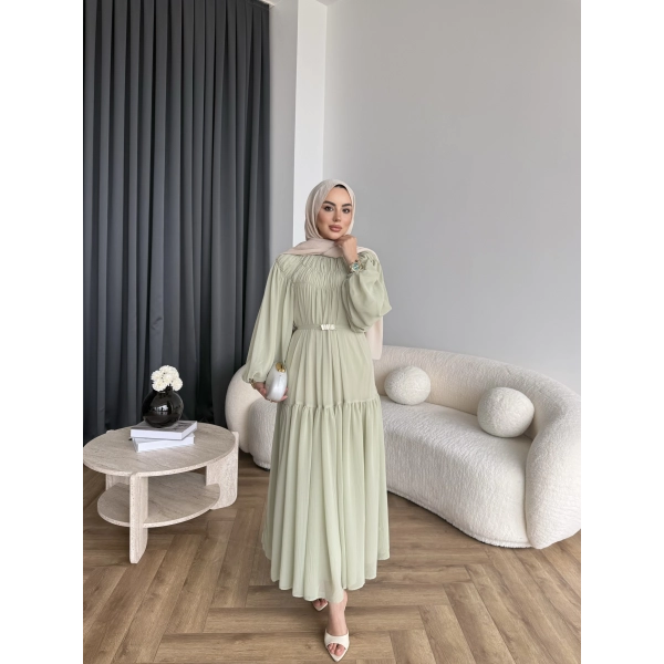 Hen - Margo Şifon Elbise - Yeşil