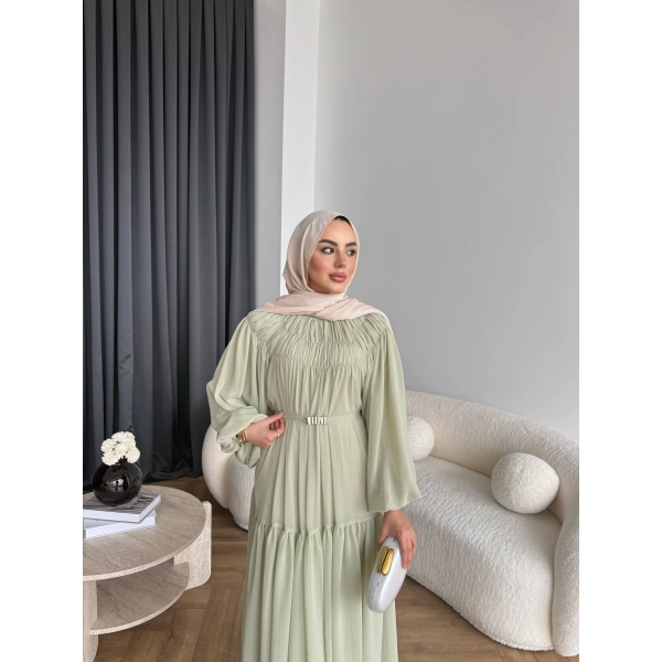 Hen - Margo Şifon Elbise - Yeşil