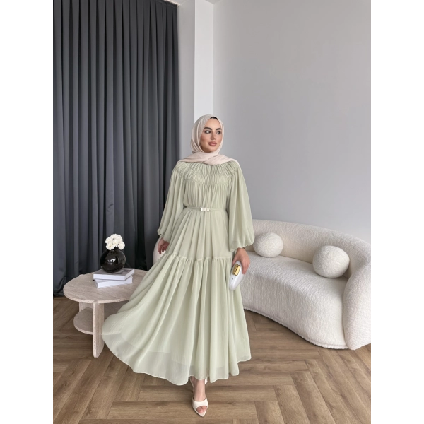 Hen - Margo Şifon Elbise - Yeşil