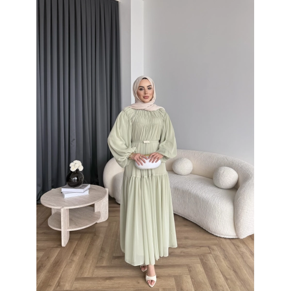 Hen - Margo Şifon Elbise - Yeşil