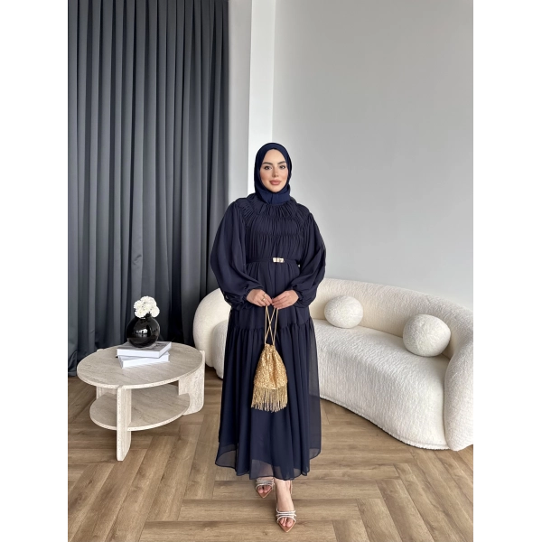 Hen - Margo Şifon Elbise - Lacivert