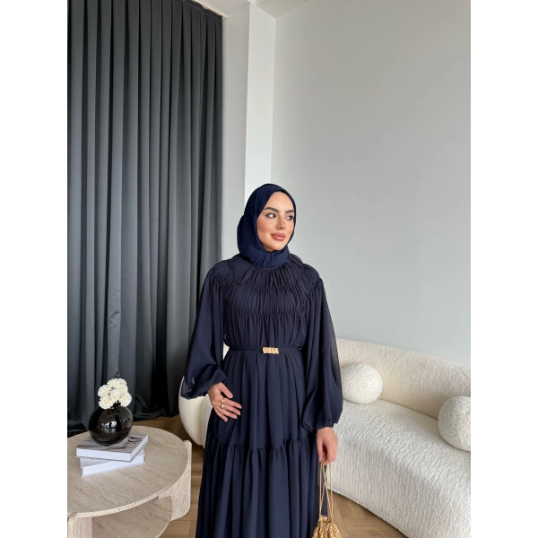 Hen - Margo Şifon Elbise - Lacivert