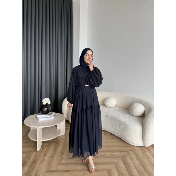 Hen - Margo Şifon Elbise - Lacivert