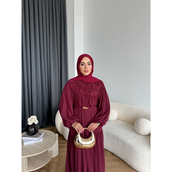 Hen - Margo Şifon Elbise - Bordo