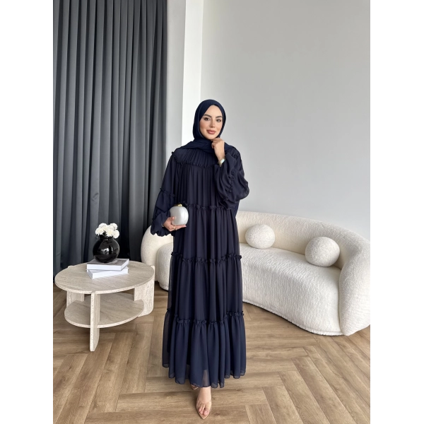 Hen - Luzy Şifon Elbise - Lacivert