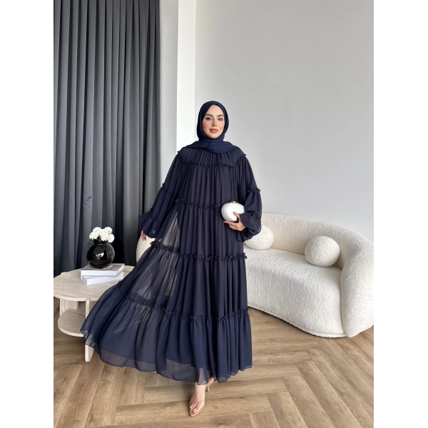 Hen - Luzy Şifon Elbise - Lacivert