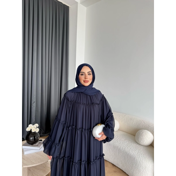 Hen - Luzy Şifon Elbise - Lacivert