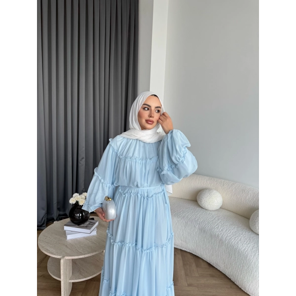 Hen - Luzy Şifon Elbise - Mavi