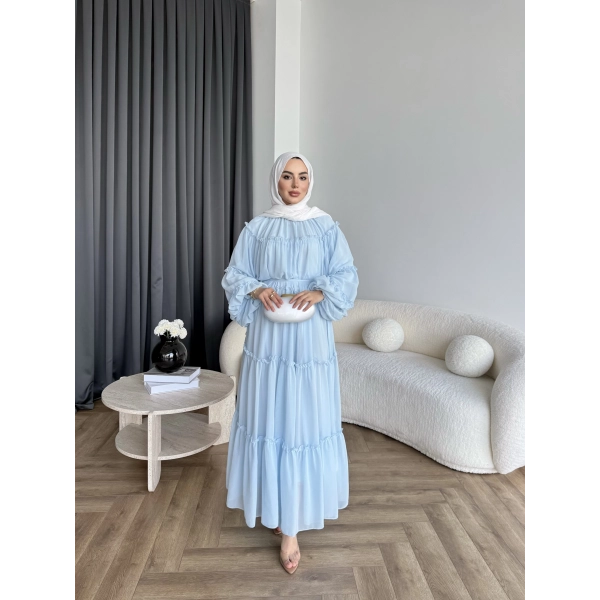 Hen - Luzy Şifon Elbise - Mavi