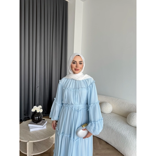 Hen - Luzy Şifon Elbise - Mavi